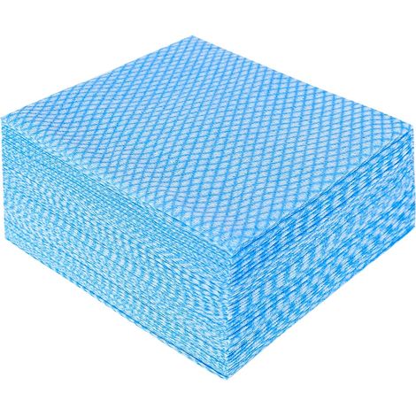 50 Lingettes non tissées, 35x40 cm, bleues, réutilisables, pour nettoyage maison (1/5)