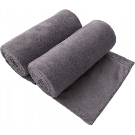 Serviettes de bain en microfibre, lot de 2 (70 x 140 cm), grande taille, ultra douces, super absorbantes, séchage rapide, couleurs résistantes, idéales pour le sport, les voyages, le fitness, le spa e (1/3)