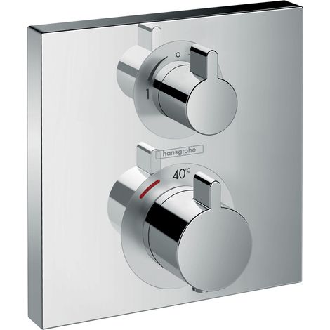 Set di copertura Ecostat Square per miscelatore termostatico da incasso Square con valvola di intercettazione e deviatore, cromo (1/5)