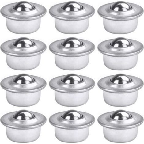 12 PCS Roulettes de Transfert avec Roulement à Billes Universels en Acier au Carbone Galvanisé Unité Roulettes à Billes Montées Charge Lourde pour Emballage Transmission Transpore Industrie