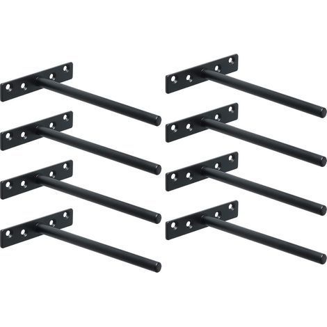 Longueur 145MM, Noir 8 Pcs Equerre Etagere Murale Fixation Flottante Invisible, Support Etagere Murale en Métal, Tablette Flottante Support Charge Lourde (1/5)