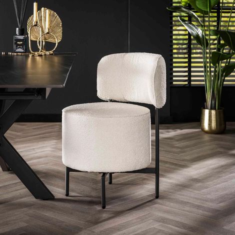 Chaise fauteuil pivotant tissu bouclé blanc KOKTA (lot de 2) (1/3)