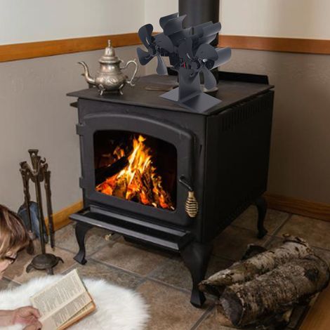 Ensemble ventilateur thermique à double moteur en métal pour radiateur, ventilateur de cheminée, ventilateur de poêle à bois, ventilateur de style Noël (1/5)