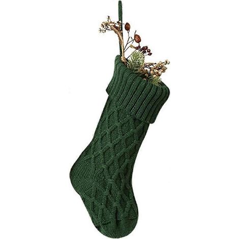 Gestrickter Weihnachtsstrumpf, 1 Weihnachtsstrumpf 38 cm (15 Zoll), Dekoration zum Aufhängen am Kamin, rustikale Geschenktüte für Familienweihnachtsfeiern