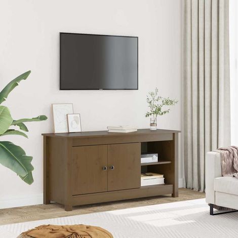 vidaXL Meuble TV Marron miel 103x36,5x52 cm Bois de pin massif (1/5)