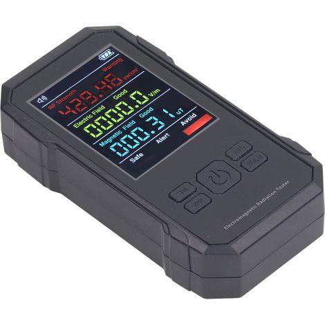 Détecteur de rayonnements, compteur EMF numérique noir à affichage LED, portable, alerte de niveau de champ électrique RF et magnétique, compteur Geiger (1/5)