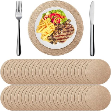 sets de table ronds bohèmes rétro en toile jute basse pour la maison les mariages fêtes diamètre 30 cm (1/5)