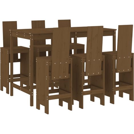 Maison Exclusive - 7-tlg. Gartenbar-Set Honigbraun Massivholz Kie