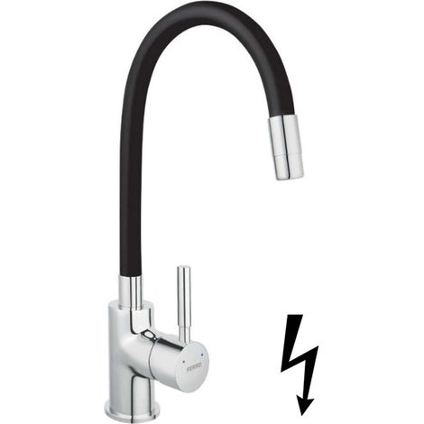 Novaservis Ferro Zumba - Spültischbatterie mit flexiblem Arm, schwarz/chrom BZA4BLP (1/2)