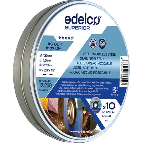 Discos de corte EDALCO 125 mm AS 60 T INOX para metal, 10 unidades en lata. (1/2)