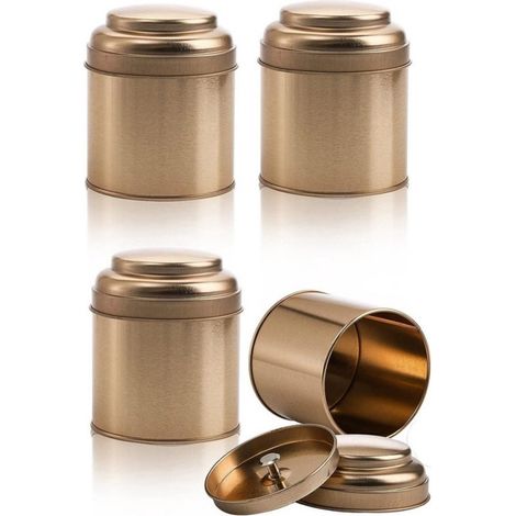 Gewürzdose/Teedose Dose mit Deckel, Ø 75 mm x H 90 mm 4er Set Aufbewahrungsdose zur Aufbewahrung von Kaffee, Tee und Gewürzen Kupferfarbe (1/5)