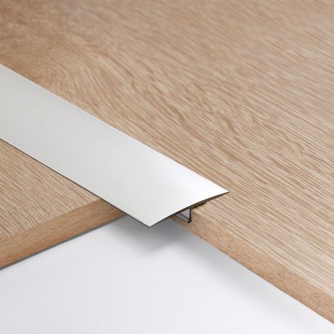 Lot de 4 bandes de transition plates en aluminium de 2 cm pour relier les espaces de sol stratifiés, profilés de revêtement de sol, 0,9 m, argenté (1/5)