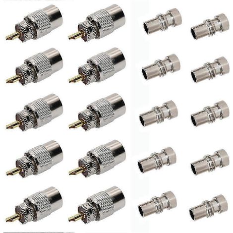 Lot de 10 connecteurs à souder PL259 avec réducteur pour câble coaxial RG8/RG-213 (1/5)