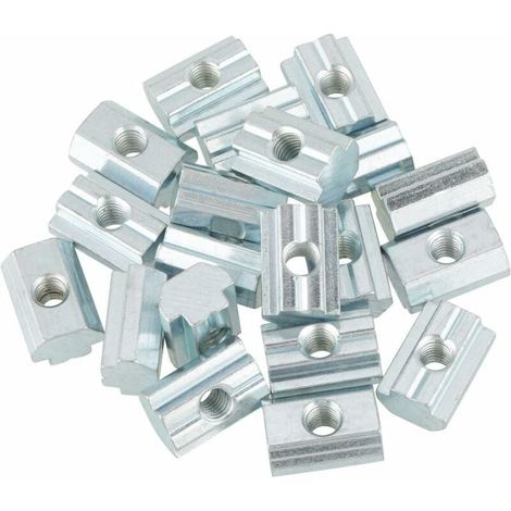20 tuercas deslizantes estándar de acero al carbono galvanizado con ranura en T para accesorios de perfil de aluminio (tuerca en T tipo 40 M8) (1/5)
