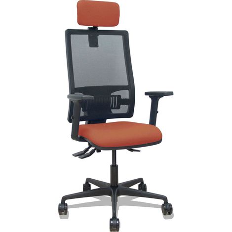Bormate asincro Stuhl schwarzes Netz braun bali Sitz braun bali Sitz Armlehnen 2D Rollen 65mm verstellbare Kopfstütze