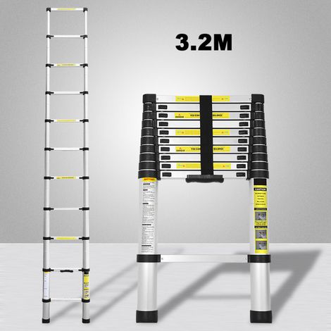 SWANEW Scala telescopica 3,2M Scala multifunzionale Scala in alluminio Scala semplice Scala polivalente Scala estensibile Scala a crinolina 150KG (1/5)