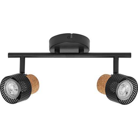 LEDVANCE DECOR SPOT CORK 2 x 3,4W, 460lm, noir, spot, têtes réglables, utilisation polyvalente, spot intérieur, LED remplaçables, lumière chaude, GU10.