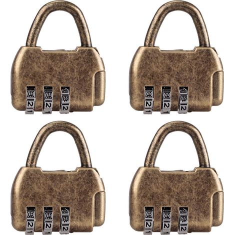lot De 4 Mini Cadenas Combinaison Rtro Pour Journal Intime, Bagages, Cadenas Code Vintage (1/5)