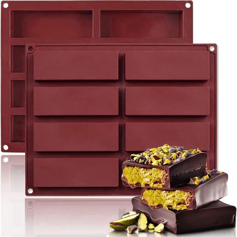 2 Pièces Moule de chocolat de Silicone de Profondeur,de forme Rectangulaire,barre de céréales, un Moule,pour la Cuisson de Haferprotein-des barres énergétiques, avec,Facilement Démontables Coque (1/5)