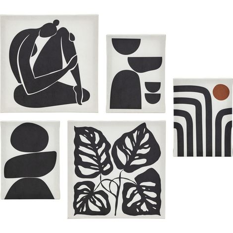Lot de 5 Toiles imprimées nuance Noir et Blanc - Atmosphera (1/5)