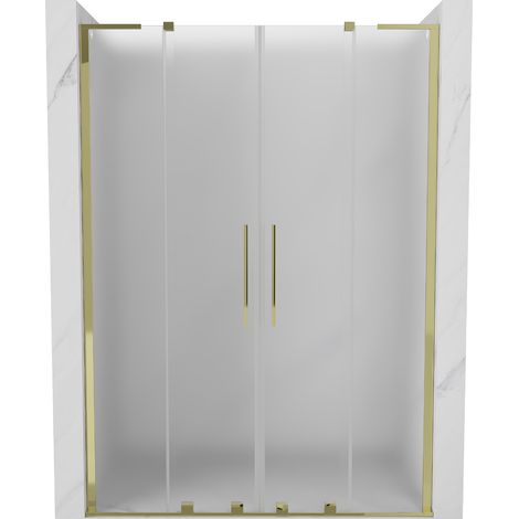 Mexen Velar L Duo Schiebetür Duschabtrennung 140 cm, mattiert, gold - 871-140-003-32-50 (1/5)