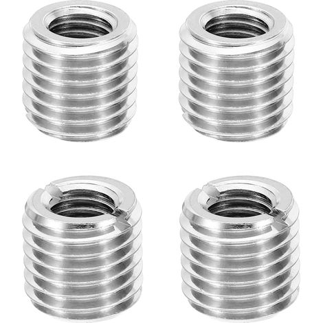 Adaptateur de Filetage, 4 Pcs M16xM10x15mm Mâle à Femelle Manchon Écrou Réducteur Insert Fileté de Réparation, Réducteur de Vis, Fixation en Acier Inoxydable, Ton Argent (1/5)