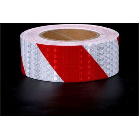 Ruban D Avertissement Réfléchissant - 5 cm x 25 m - Rouge Et Blanc - Pour Signalisation Routière Et Chantier - 1 Pièce (1/5)