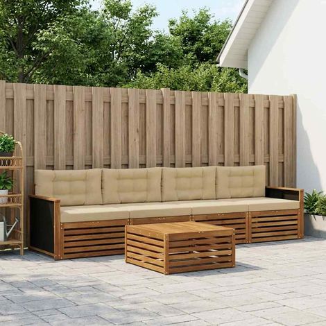 vidaXL Outdoor-Sofagarnitur 5 pcs Natur und Beige Massivholz Akazie (1/5)