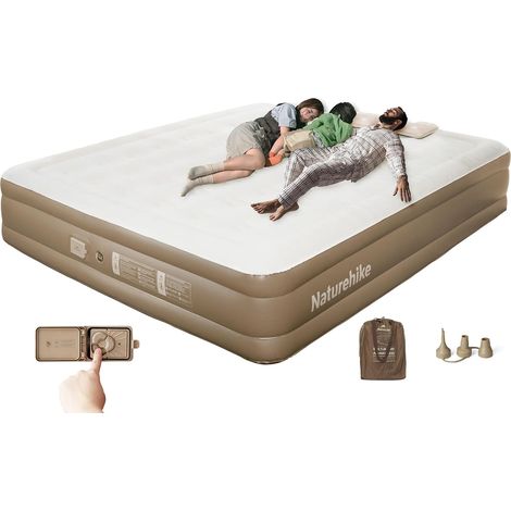 Self-Inflating Air Mattress Matelas Gonflable 3 Personnes avec Pompe Intégrée Rechargeable - 200x180x38cm Lit Gonflable Autogonflant pour Camping et Maison (1/5)