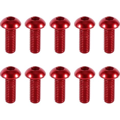 Vis Coloré Bouton Ronde Socket Cap 10 pcs M3 6-10mm Vis En Alliage D'aluminium Métrique Hex Socket Cap Vis (8mm-Rouge).
