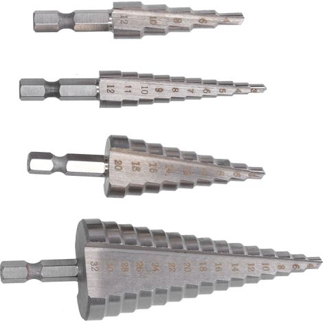 4-teiliges Stufenbohrer-Set aus robustem HSS-Sechskant-Nutbohrer zum Bohren und Reiben (1/5)
