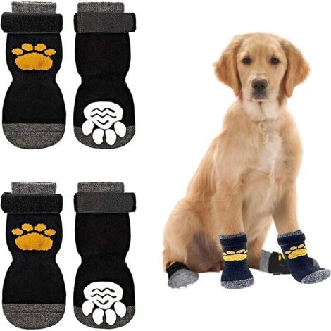 Chaussette pour Chien, 2 Paires de Chaussettes Réglables Antidérapantes pour Chien, Textiles Accessoires Chiens pour Petits Chiens de Taille Moyenne Chats Chiots (S) (1/5)