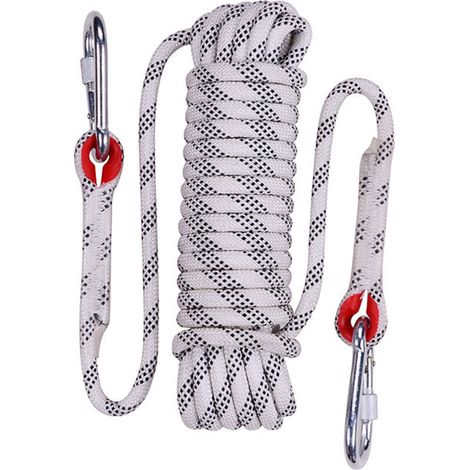 Corde d'escalade de 12 mm pour l'escalade statique en extérieur, corde d'évacuation, équipement d'escalade sur glace, corde de sauvetage incendie - Blanche