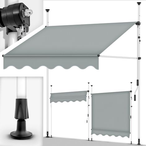 tillvex Tenda da sole per balcone 400 cm grigio chiaro, tenda da sole a braccio articolato, tenda da sole a morsetto, tenda da sole per balcone senza forare