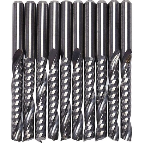 10 Pièces Bits de Routeur Cnc 3.175 X 22 Mm Simple Flûte Carbure en Spirale Fraise (1/4)