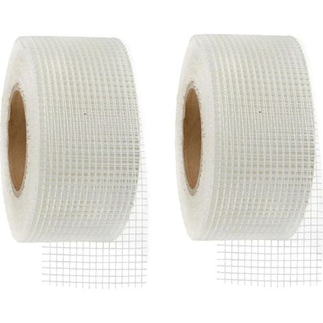 2 rouleaux de ruban adhésif blanc très résistant pour plaques de plâtre, pour renforcer les joints et réparer les fissures, 25 m (1/5)