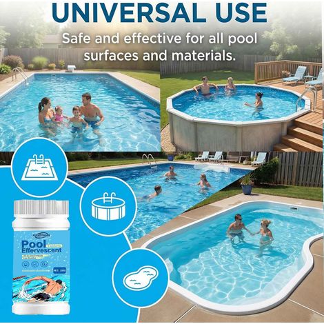 Poolreinigungstabletten lösen schnell Flecken auf und entfernen sie, reduzieren Oberflächengerüche und sorgen für die tägliche Pflege und Reinigung. Brausetabletten zur Wasserreinigung.