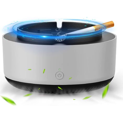 Cenicero con aspiración de humo, cenicero electrónico inteligente 2 en 1 y purificador de aire, eliminador de olores con filtro para coche y hogar.