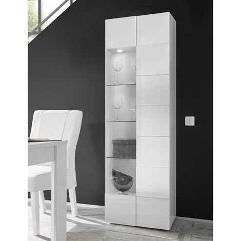 Vitrine design laqué blanc 1 porte vitrée MADO (1/5)