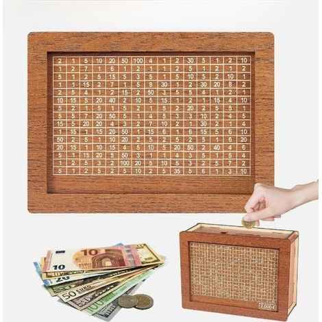 Coffre À Épargne En Bois - Objectif D'Épargne Visuel - Pour Enfants Et Adultes - À Monter Soi-Même - 1 Pièce (1/5)