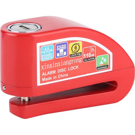 Kit antivol de frein à disque étanche 110 dB avec alarme de sécurité pour moto et vélo (rouge) (1/5)