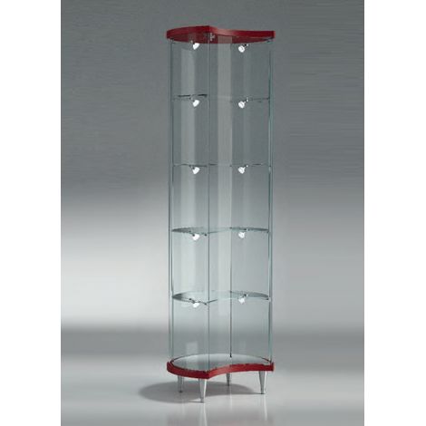 Vetrina Mezza Luna Laccata in Cristallo Temperato 4 Ripiani Altezza 190 cm Diametro 56 cm (1/2)
