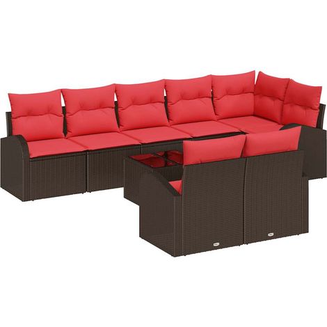 Gartensofa-set 9 pcs Braun Poly-Rattan vidaXL
