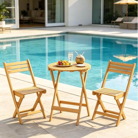 Moderner Bistro-Tisch mit passenden Klappstühlen,Praktisches Gartenmöbel-Set mit klappbarem Tisch und zwei Stühlen,Outdoor-Set(nur mit 1pcs Tisch,2pcs Stühlen) (1/5)