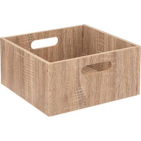 Aufbewahrungsbox mit Tragegriffen, Holzimitation, 32 x 15 cm