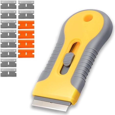 Raspador con 15 cuchillas adicionales - Herramienta plegable para quitar pintura, etiquetas, pegatinas, vidrio y encimeras. (1/4)