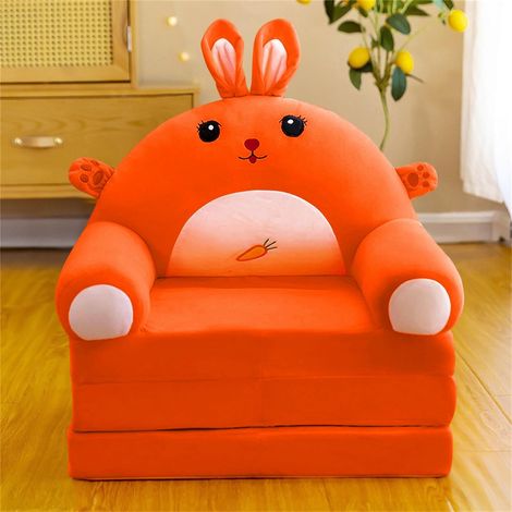 Fauteuil Princess - Canapé Pliable 2 En 1 Pour Enfants - Pour Salon De Jeux Chambre Ou Nourrice - Orange - 1 Pièce (1/5)
