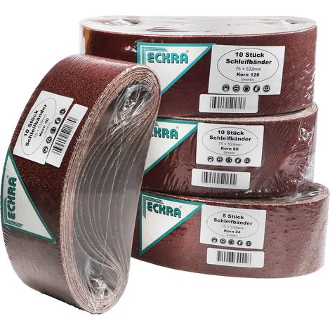 Eckra Schleifband 75x533 mm 35 Schleifbänder Mix Sortiment Korn 24-40-80-120 (1/4)