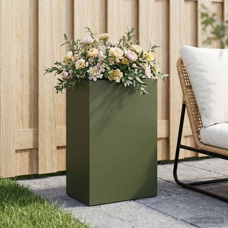 vidaXL Macetero de Jardín Verde oliva 40 x 30 x 75 cm (1/5)