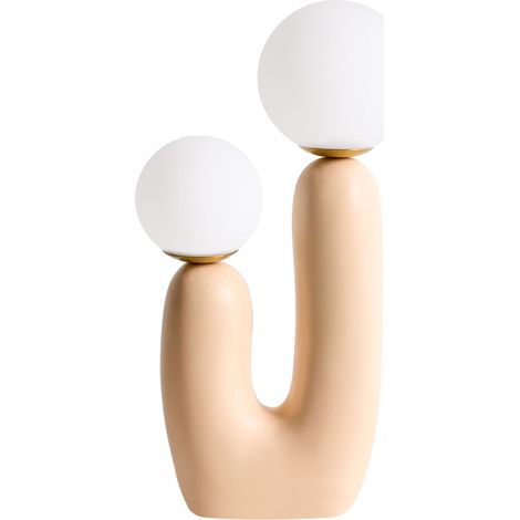 Lampada da tavolo decorativa in stile retrò 2 paralumi a globo U Base beige Tulun